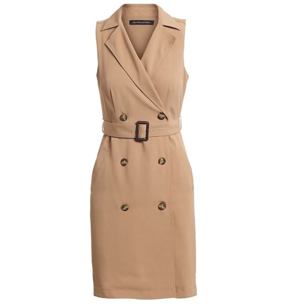 Banana Republic Camel Sleeveless Trench Mini Dress
